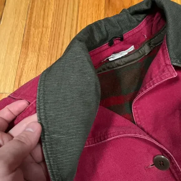 Womens Vintage LL Bean Chore Barn Coat T540 Red Made in USA Removable Wool Liner - Picture 12 of 15